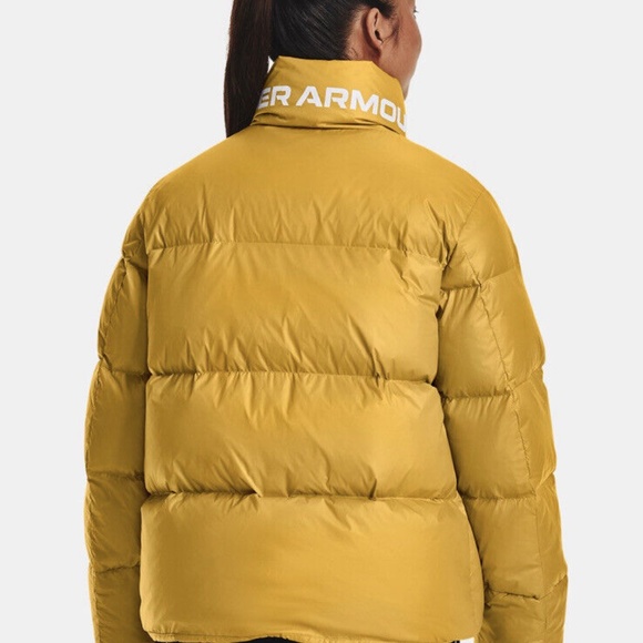 Under Armour Womens Down Puffer Full Zip Hooded Jacket Mustard Sz L 1373443-782 - Picture 2 of 16